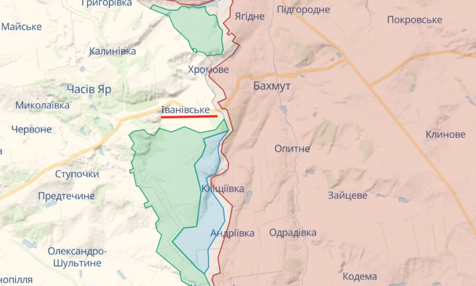 Генштаб: Під Бахмутом Сили оборони стримують росіян на південь від Іванівського – карта