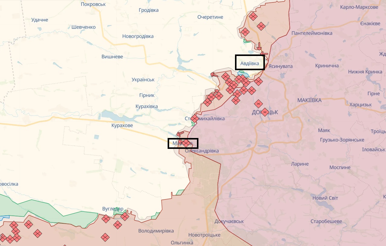 Міноборони: Загострилася ситуація в Мар’їнці та Авдіївці, росіяни почали штурми