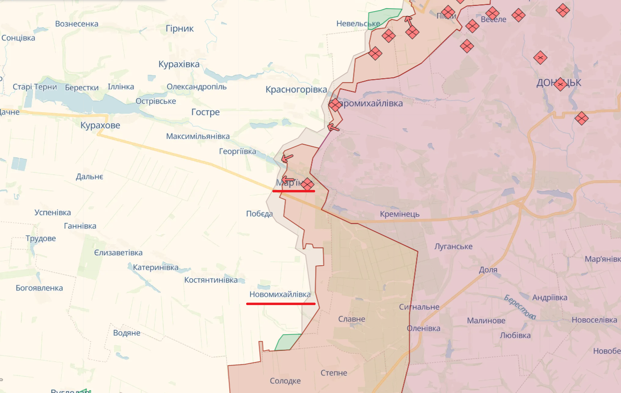 ЗСУ: Одночасно зі штурмами Авдіївки росіяни намагаються пробитись до Куп'янська – мапа