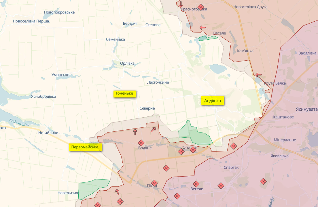 Ситуація на фронті. За добу – 60 бойових зіткнень, росіяни тиснуть в Авдіївці – мапа