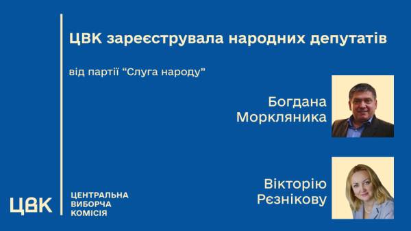 Центрвиборчком визнав народними депутатами Богдана Моркляника та Вікторію Рєзнікову 4 Центрвиборчком визнав народними депутатами Богдана Моркляника та Вікторію Рєзнікову 4