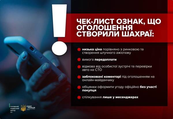 Правоохоронці роз'яснили, як виявити шахрайські пропозиції щодо продажу транспортних засобів. 6 Правоохоронці роз'яснили, як виявити шахрайські пропозиції щодо продажу транспортних засобів. 6