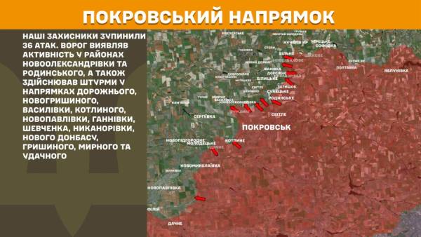 Сили безпеки відбили 36 ворожих нападів на Покровському напрямку, за минулу добу на лінії фронту відбулося 233 бойові зіткнення. 22 Сили безпеки відбили 36 ворожих нападів на Покровському напрямку, за минулу добу на лінії фронту відбулося 233 бойові зіткнення. 22