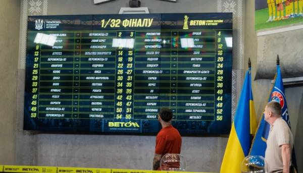 Остаточно сформовано список суперників для клубів Української Прем’єр-ліги у 1/32 фіналу Кубка України з футболу.