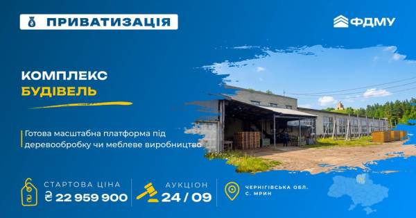 Фонд держмайна виставляє на аукціон деревообробний комплекс на Чернігівщині